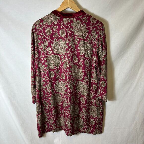 Soft Surroundings Wine Floral Paisley Velvet Embroidered Boho LS Tunic Top Sz L - Picture 9 of 13
